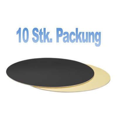 Tortenplatte zweiseitig schwarz/gold  rund 10 Stk. Packung  36 cm x 3 mm dick Decora - nicht einzeln verpackt