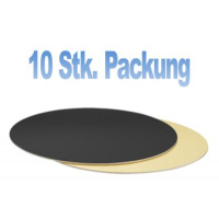 Tortenplatte zweiseitig schwarz/gold  rund 10 Stk. Packung  36 cm x 3 mm dick Decora - nicht einzeln verpackt
