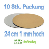 10 Stk. Pkg. gekoppelte Tortenplatte gold/silber - 24 cm...