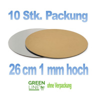 10 Stk. Pkg. gekoppelte Tortenplatte gold/silber - 26 cm...