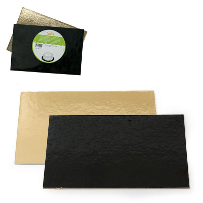 Tortenplatte zweiseitig schwarz/gold  rechteckig 30  x 40 cm x 3 mm dick Decora - greenline ohne &Uuml;berverpackung