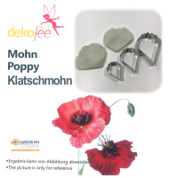 Mohn Poppy Klatschmohn Ausstecher und Veiner Set von Dekofee  5 teilig