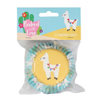 Lama und Kaktus Cupcake Förmchen Papier  foliert - Backformen  25 Stk. 5 x 3,7 cm von Baked with Love von Culpitt LLAMA und CACTUS