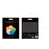 Ballons LED beleuchtet mix 30 cm gro&szlig;, 5 Stk Packung - je 1 x  wei&szlig;, rot, gelb, gr&uuml;n, blau