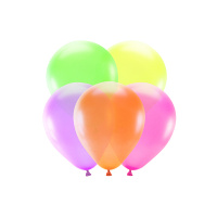 NEON Ballons mix 25 cm gro&szlig;, 5 Stk Packung - je 1 x  Neon Pink, Neon Gelb, Neon Lila, Neon Orange, Neon Gr&uuml;n