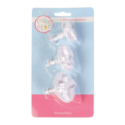 Schmetterling Ausstecher Plunger Cutter Set 3 teilig von Cake Star - Butterfly - Gr&ouml;&szlig;e 30x20mm, 38x25mm, 45x30mm