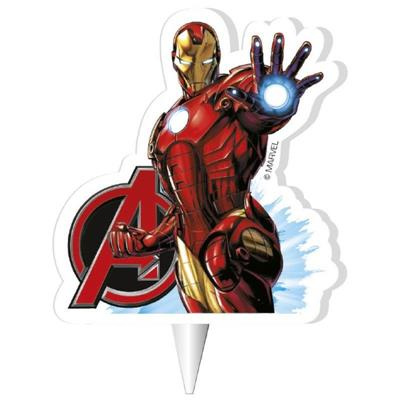 Kerze Ironman  2D, 7,5  cm Geburtstag Avengers Marvel