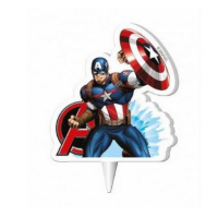 Kerze Captain America 2D, 7,5  cm Geburtstag Avengers Marvel