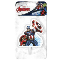 Kerze Captain America 2D, 7,5  cm Geburtstag Avengers Marvel