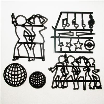 Patchwork Cutter und Embosser Disco Dancers Silhouette Set mit Musiknoten klein