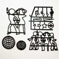 Patchwork Cutter und Embosser Disco Dancers Silhouette Set mit Musiknoten klein