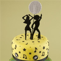 Patchwork Cutter und Embosser Disco Dancers Silhouette Set mit Musiknoten klein