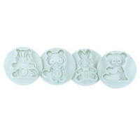 Tiere Ausstecher Plunger Cutter Set 4 teilig von Cake Star - Cute Animals - Größe ca. 3,5 x 5 cm - Panda, Hase, Waschbär, Eichhörnchen