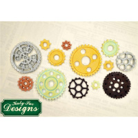 Steam Punk Collection - Technik  - Zahnr&auml;der - Cogs and Wheels Mould Designmatte Katy Sue Design