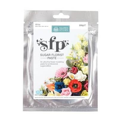 SFP Sugar Flower Paste - Bl&uuml;tenpaste deckend wei&szlig; ultra-fein Profiqualit&auml;t 200 g Beutel MHD 28.08.23