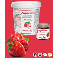 konzentrierte Fruchtpaste Supreme Erdbeere  - Fragola zum Aromatisieren von Saracino 1 kg im wiederverschlie&szlig;baren Kunststsoffk&uuml;bel