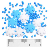 Christmas Ice Schneeflocken Mix 100 g Sprinkles von Saracino - Schneeflocken in wei&szlig; und blau, Perlen mini in blau