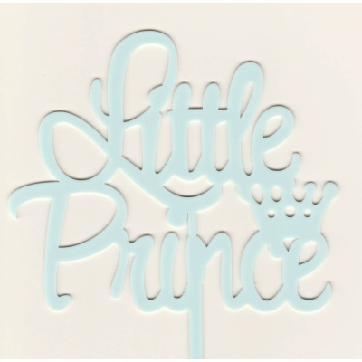 Acryl Topper Little Prince Krone hell blau ca. 13  x 14 cm Gesamtl&auml;ng ca. 17 cm