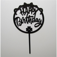 Acryl Topper Happy Birthday rund mit Masche und...