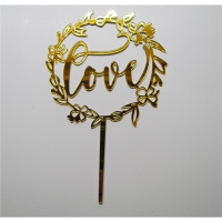 Acryl Topper Love in Ranke rund  Gold spieglend -...