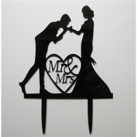 Acryl Topper Mr. u Mrs. Hochzeit  schwarz jeweils ca.12 x 12,5 cm