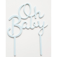 Acryl Topper Oh Baby hellblau  ca. 12  x 11 cm...