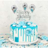 3D Stecker  Happy Birthday silber Topper von Cake Masters...