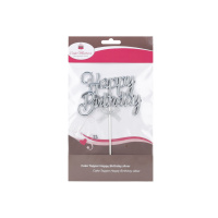 3D Stecker  Happy Birthday silber Topper von Cake Masters 11,8 x 8,3 cm