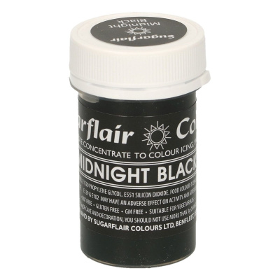 Pastel Paste Midnight Black - Mitternachts Schwarz Pastenfarbe 25 g von Sugarflair - Neu E171frei - f&uuml;r Zuckerpasten, Icing, Buttercreme etc.