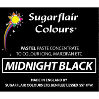 Pastel Paste Midnight Black - Mitternachts Schwarz Pastenfarbe 25 g von Sugarflair - Neu E171frei - f&uuml;r Zuckerpasten, Icing, Buttercreme etc.