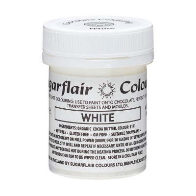 Schokoladenfarbe Weiß (E171frei) white Chocolate Colouring von Sugarflair 35 g auf Bio Kakaobutterbasis
