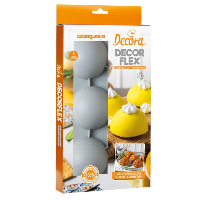 Halbkugel 8 cm Silikonform mit 5 Formen mit ca 80 x 40 mm  Decorflex von Decora Hemisphäre für Eis, Kuchen, Desserts uvm.
