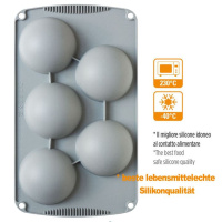 Halbkugel 8 cm Silikonform mit 5 Formen mit ca 80 x 40 mm  Decorflex von Decora Hemisphäre für Eis, Kuchen, Desserts uvm.