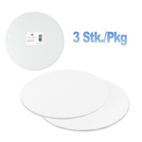 Tortenplatte 3 mm weiss 3 Stk. Packung  rund 35 cm x 3 mm dick Cakecard von Cake-Masters - beidseitig fettabweisend