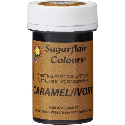 Spectral konzentrierte Paste Caramel/Ivory - Karamell /Elfenbein Lebensmittelfarbe  25 g von Sugarflair - E171frei - f&uuml;r Zuckerpasten, Icing, Buttercreme etc.