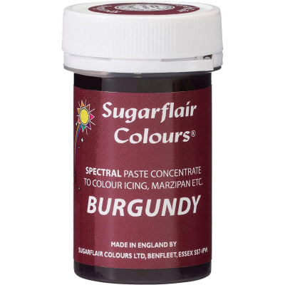 Spectral konzentrierte Paste Burgundy - Burgunder Weinrot Lebensmittelfarbe  25 g von Sugarflair - E171frei - für Zuckerpasten, Icing, Buttercreme etc.