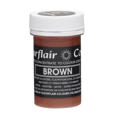 Pastel Paste Brown - Braun Pastenfarbe 25 g von Sugarflair - Neu E171frei - für Zuckerpasten, Icing, Buttercreme etc.