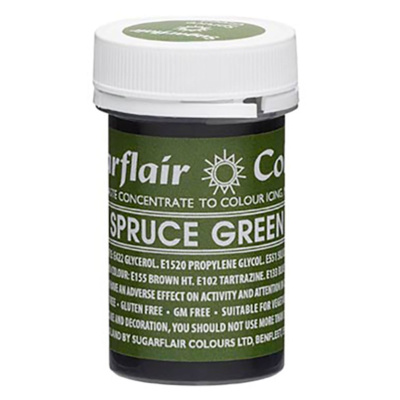 Spectral konzentrierte Paste Spruce Green - Fichtennadel Gr&uuml;n Lebensmittelfarbe  25 g von Sugarflair - E171frei - f&uuml;r Zuckerpasten, Icing, Buttercreme etc.