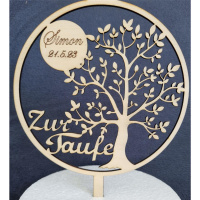 Taufe Holz Tortenstecler personalisierbar Lebensbaum mit...