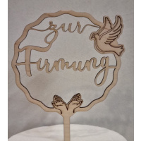 Firmung Holz Torten Topper mit Taube personalisierbar  ohne Text