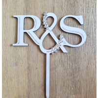 Initialen mit Ranken im  & Zeichen Holz Topper Tortenstecker für z.B. Hochzeit 10 cm