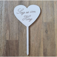 Sag es im Herz mit Stiel - Individueller Topper mit Ihrem Wunschtext 11 cm Schrift 10