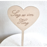 Sag es im Herz mit Stiel - Individueller Topper mit Ihrem Wunschtext 15 cm Schrift 8