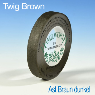 Floristenband Twig Brown 12 mm Florist Tape von Hamilworth UK  L&auml;nge 27 m Zweige braun sehr dunkel!