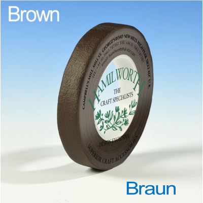 Floristenband Brown 12 mm Florist Tape von Hamilworth UK  L&auml;nge 27 m Braun