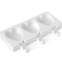 Mini - Herz Eis Creme Cakesicle Mould - Profiqualit&auml;t von Silikomart 3 Hohlr&auml;ume 55  x 67  x 18 mm Set mit 50 Eisstielen und Eis Rezeptheft