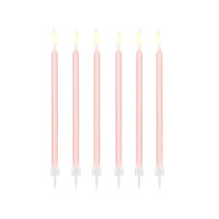 Kerzen Rosa EXTRA LANG mit Halterung 12 St&uuml;ck L&auml;nge: 14 cm
