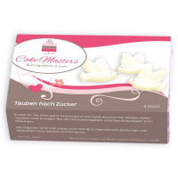 Tauben Flach aus Zucker 4 Stk. von Cake Masters je ca. 3 x 3 cm, 0,5 cm hoch