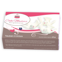 Tauben aus Zucker 5 Stk. von Cake Masters je ca. 3,5 x 3 cm, 1,5 cm hoch