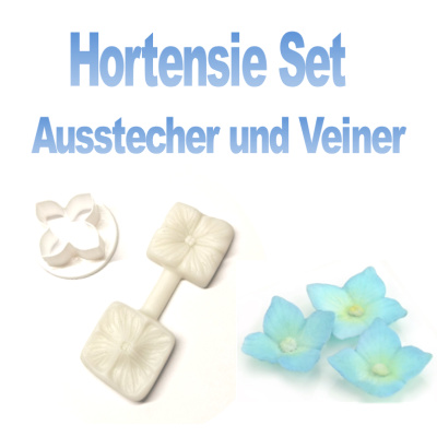Hortensie Hydrogena Ausstecher mit Silikon Stempel / Veiner